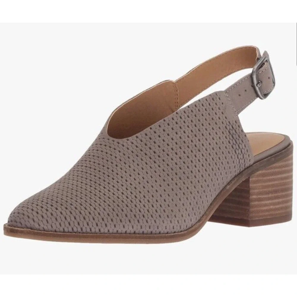 New Lucky Brand Women’s Lideton Pump Titanium Block Heel Buckle Bootie Style 8.5